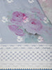 Ivory Floral Printed Synthetic Saree With Thread Embroidered Border - Diadem