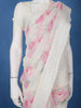 Ivory Floral Printed Synthetic Saree With Thread Embroidered Border - Diadem