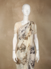 Ivory Floral Sequins Embroidered Design Chiffon Saree