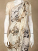 Ivory Floral Sequins Embroidered Design Chiffon Saree