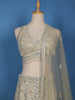Ivory Floral Sequins Embroidered Mermaid Net Lehenga With Dupatta
