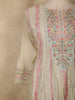 Ivory Floral Thread Embroidered Design Cotton Straight Cut Salwar Suit with Dupatta