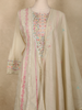 Ivory Floral Thread Embroidered Design Cotton Straight Cut Salwar Suit with Dupatta