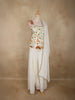 Ivory Floral Thread Embroidered Design Georgette Palazzo Suit with Dupatta