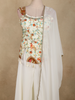 Ivory Floral Thread Embroidered Design Georgette Palazzo Suit with Dupatta