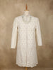 Ivory Floral Thread Embroidered Design Semi Silk Men's Sherwani Suit with Pant