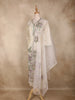 Ivory Floral Thread Embroidered Design Silk Straight Cut Salwar Suit with Sheer Dupatta