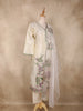 Ivory Floral Thread Embroidered Design Silk Straight Cut Salwar Suit with Sheer Dupatta