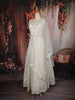 Ivory Floral Thread Embroidery Design Net Engagement Gown with Dupatta