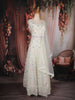 Ivory Floral Thread Embroidery Design Net Engagement Gown with Dupatta