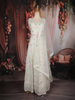 Ivory Floral Thread Embroidery Design Net Engagement Gown with Dupatta