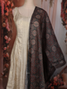 Ivory Floral Zari Embroidered Design Tussar Palazzo Suit with Contrast Dupatta