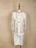Ivory Floral and Birds Embroidered Kids Semi Silk Sherwani Set