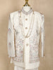 Ivory Floral and Birds Embroidered Kids Semi Silk Sherwani Set