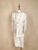 Ivory Floral and Birds Embroidered Kids Semi Silk Sherwani Set