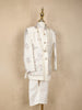 Ivory Floral and Birds Embroidered Kids Semi Silk Sherwani Set