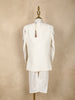 Ivory Floral and Birds Embroidered Kids Semi Silk Sherwani Set
