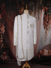Ivory Geometric Embroidered Design Jacquard Sherwani Suit with Dupatta
