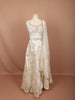 Ivory Gold Floral Brocade Zari Woven Design Organza Fancy Lehenga with Matching Dupatta