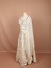 Ivory Gold Floral Brocade Zari Woven Design Organza Fancy Lehenga with Matching Dupatta