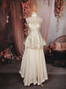 Ivory Gold Floral Embroidered Tissue Peplum Palazzo with Dupatta