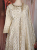 Ivory Gold Floral Zari Woven Design Tissue Silk Anarkali Suit with Dupatta