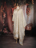 Ivory Gold Floral Zari Woven Design Tissue Silk Anarkali Suit with Dupatta
