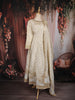 Ivory Gold Floral Zari Woven Design Tissue Silk Anarkali Suit with Dupatta
