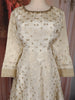 Ivory Gold Floral Zari Woven Design Tissue Silk Anarkali Suit with Dupatta