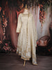 Ivory Gold Floral Zari Woven Design Tissue Silk Anarkali Suit with Dupatta