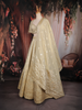 Ivory Gold Heavy Zari and Sequins Embroidered Design Banarasi Silk Designer Lehenga with Dupatta