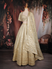Ivory Gold Heavy Zari and Sequins Embroidered Design Banarasi Silk Designer Lehenga with Dupatta