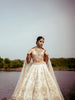 Ivory Gold Zari Embroidered Bridal Silk Lehenga Set - Diadem