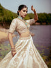 Ivory Gold Zari Embroidered Bridal Silk Lehenga Set - Diadem