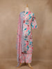 Ivory Pink Multicolor Floral Printed Cotton Salwar Suit - Diadem
