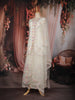Ivory Pastel Floral Sequins Embroidered Net Palazzo with Dupatta