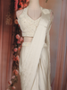 Ivory Pearl and Sequins Embroidered Satin Ready-to-Wear Saree with Designer Blouse