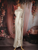 Ivory Pearl and Sequins Embroidered Satin Ready-to-Wear Saree with Designer Blouse
