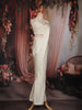 Ivory Pearl and Sequins Embroidered Satin Ready-to-Wear Saree with Designer Blouse