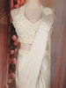 Ivory Pearl and Sequins Embroidered Satin Ready-to-Wear Saree with Designer Blouse