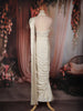 Ivory Pearl and Sequins Embroidered Satin Ready-to-Wear Saree with Designer Blouse