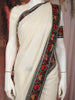 Ivory Sequins Embroidered Design Chiffon Saree with Floral Border
