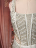 Ivory Silver Abstract Sequins and Silver Beads Embroidered Design Shimmer Ready to Wear Saree with Designer Corset Blouse