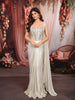 Ivory Silver Abstract Sequins and Silver Beads Embroidered Design Shimmer Ready to Wear Saree with Designer Corset Blouse