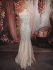Ivory Silver Heavy Sequins Embroidered Design Sequins Fabric Party Wear Fish Cut Gown