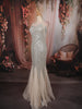 Ivory Silver Heavy Sequins Embroidered Design Sequins Fabric Party Wear Fish Cut Gown