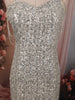 Ivory Silver Heavy Sequins Embroidered Design Sequins Fabric Party Wear Fish Cut Gown