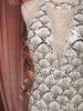 Ivory Silver Scallop Sequins Embroidered Design Sequins Fabric Party Wear Fish Cut Gown with Draped Beaded Neckline