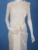 Ivory Solid Design Tissue Saree With Scalloped Floral Embroidered Border - Diadem