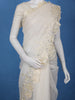 Ivory Solid Design Tissue Saree With Scalloped Floral Embroidered Border - Diadem